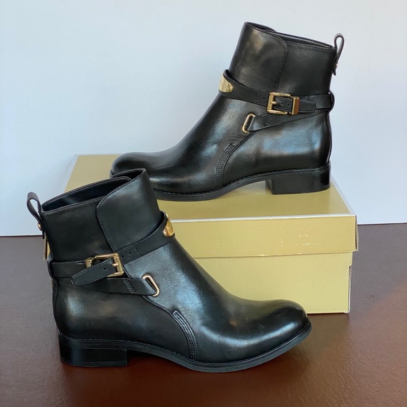 NEW MICHAEL KORS Arlen Ankle Booties Black Leather - Picture 4 of 9